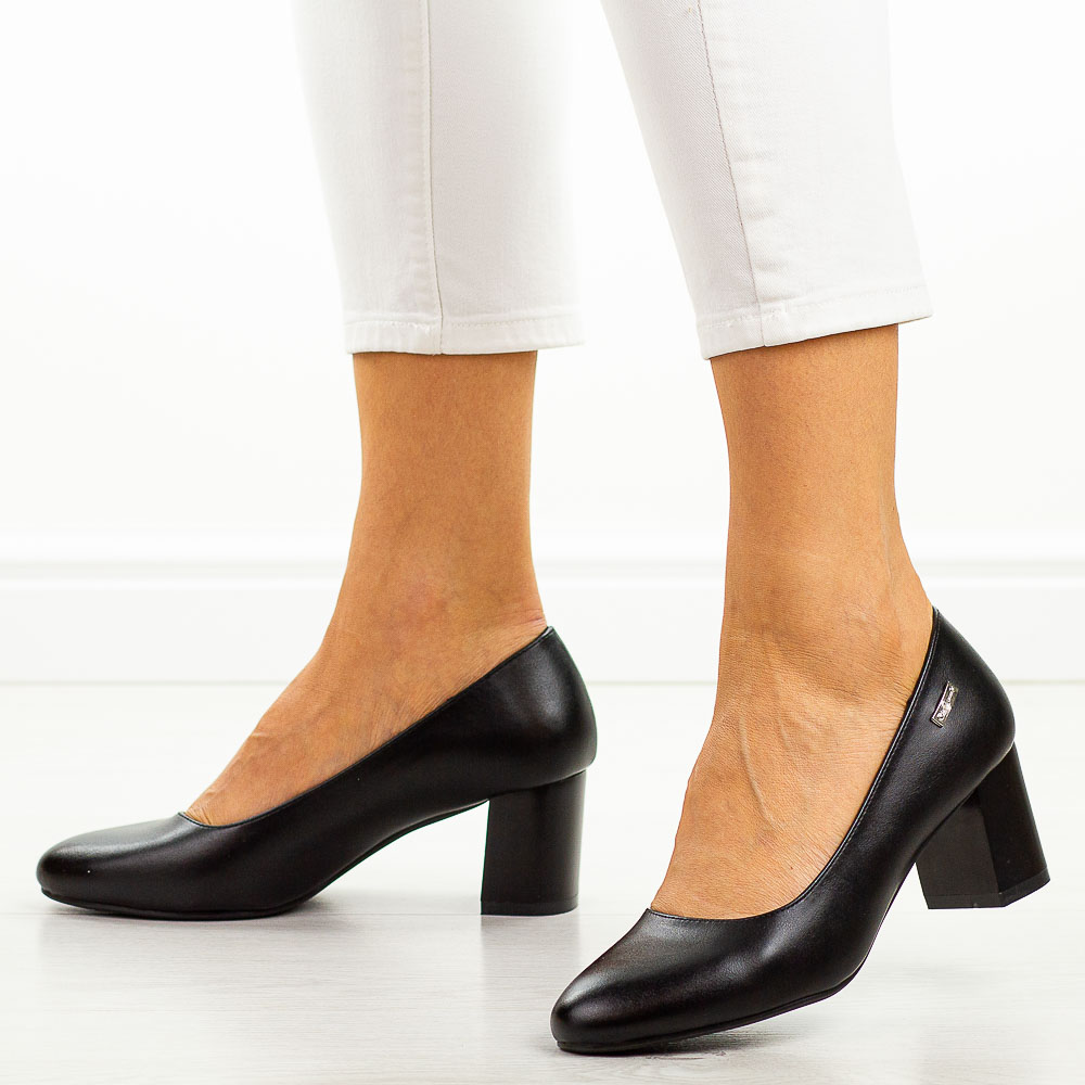 Czarne pu czółenka damskie Sergio Leone Pb178