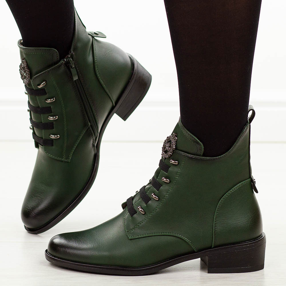 Zielone płaskie botki damskie Jezzi asa198-21