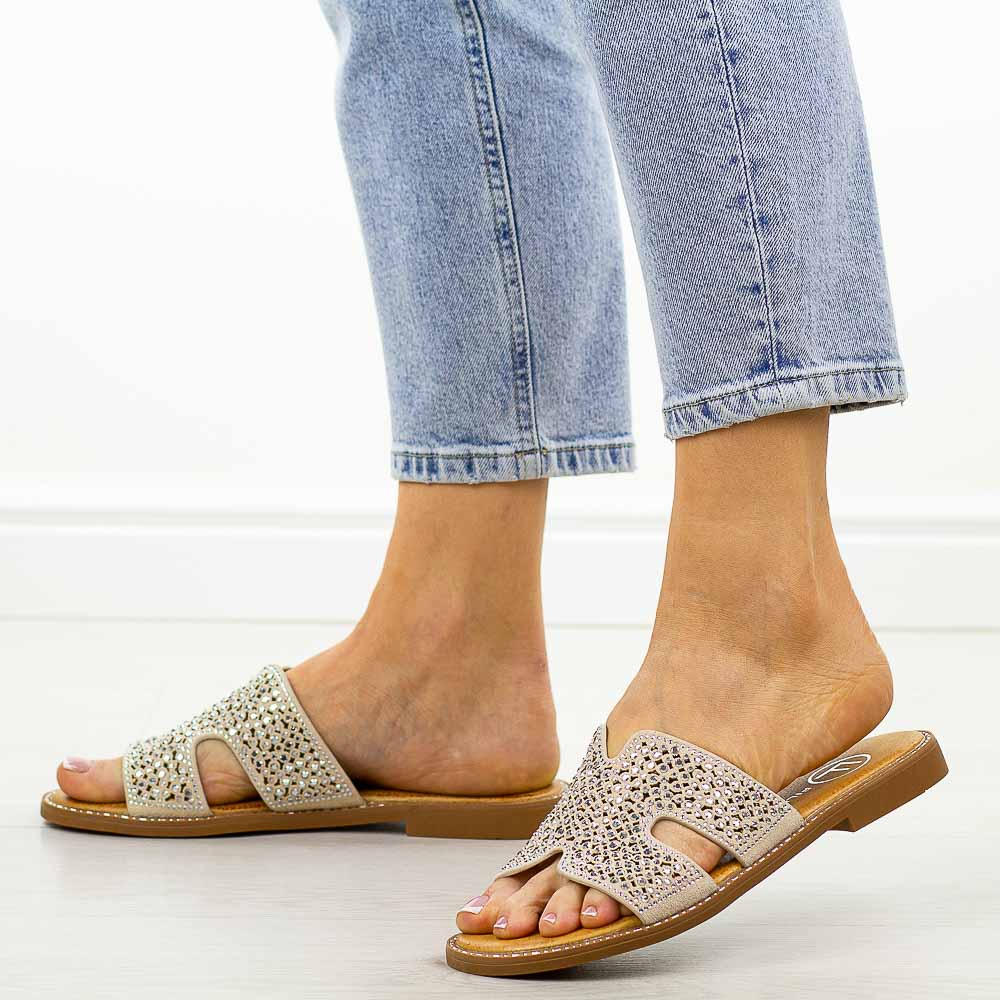 Beżowe płaskie klapki damskie Filippo Dk6973/25