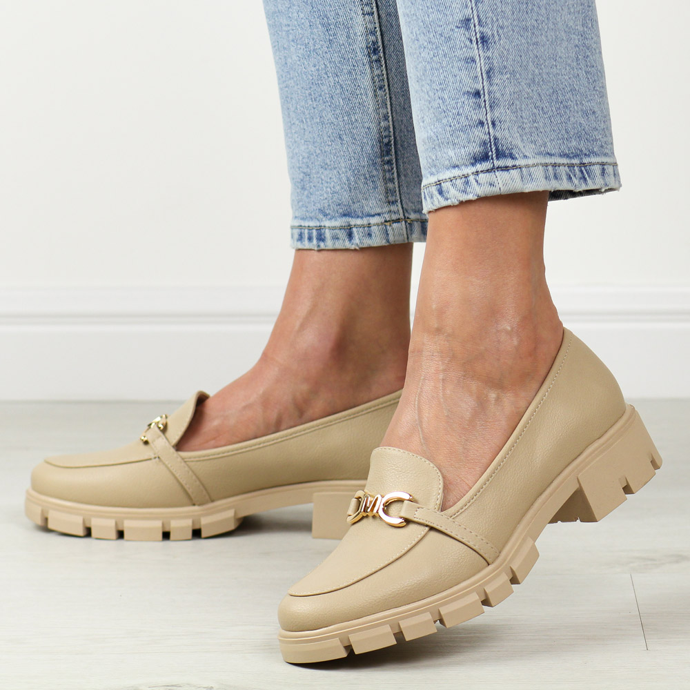 Beżowe mokasyny damskie M.Daszyński 23123-3