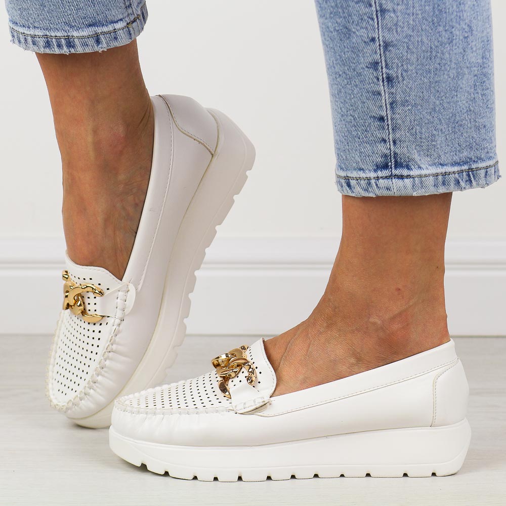 Białe mokasyny damskie Potocki 21021