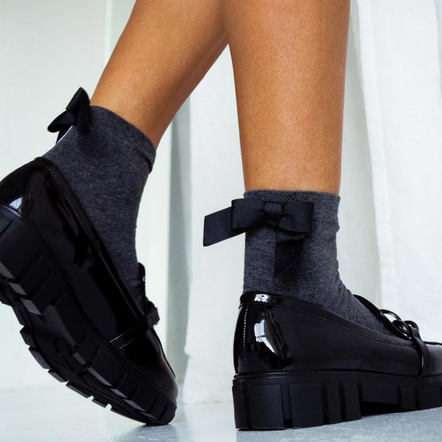 Skarpetki damskie z kokardą rypsową 742 c.melanż