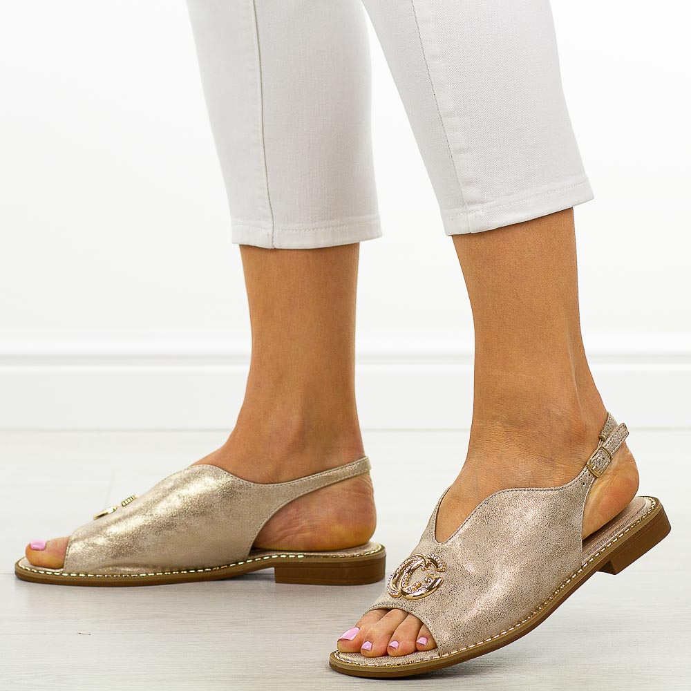 Złote sandały damskie Potocki 43329