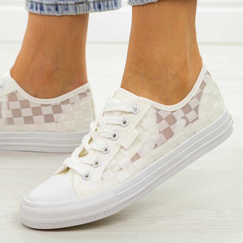 Białe koronkowe trampki damskie Big Star Ll274071