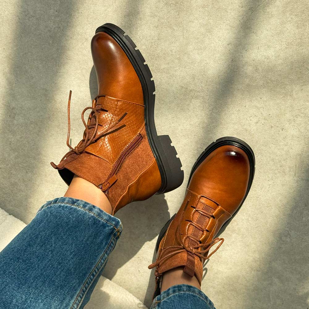 Camelowe botki damskie M.Daszyński 2501-2