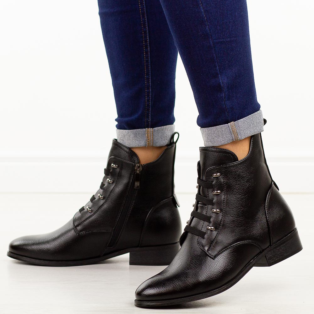 Czarne botki damskie Potocki 12665