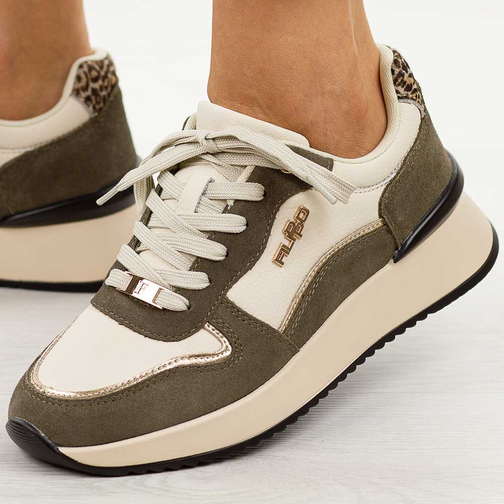 Biało brązowe skórzane półbuty damskie Filippo Dp7103/25