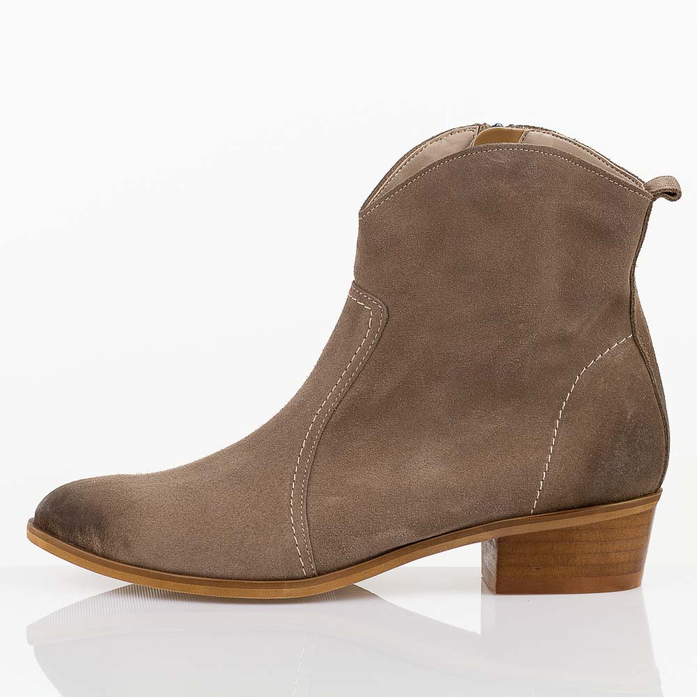 Cappuccino skórzane Polskie botki damskie na obcasie Deoni D398A