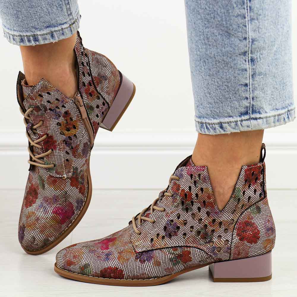 Popiel kw jesienne botki damskie na obcasie M.Daszyński Sa197-29