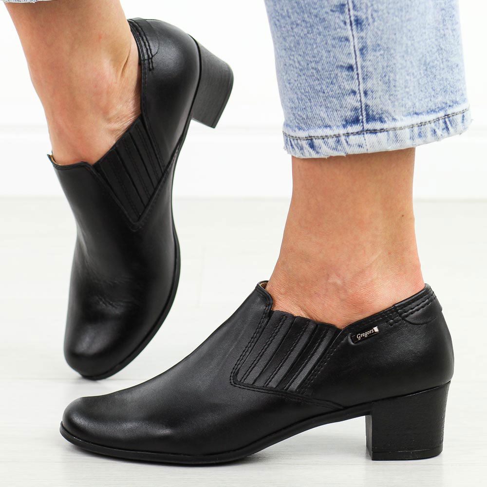 Czarne Polskie półbuty damskie Gregors 789