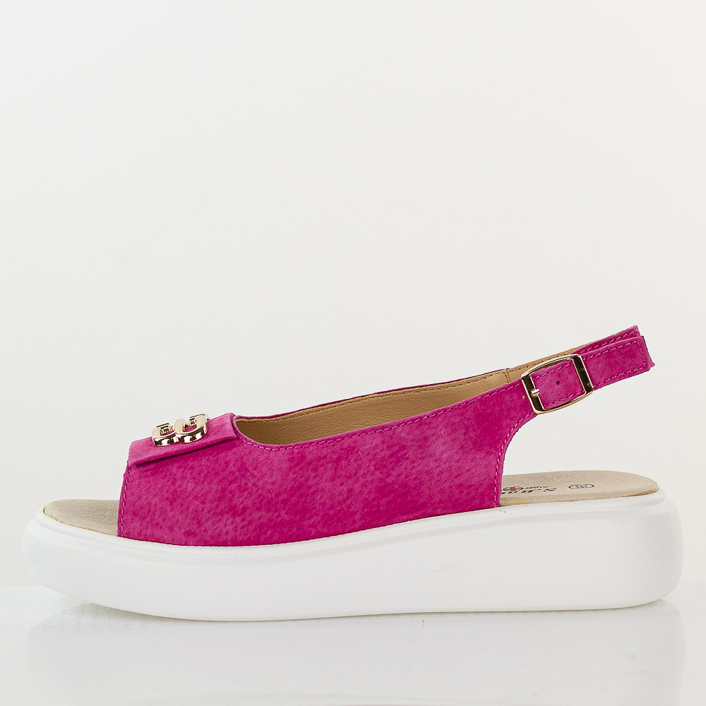 Fuksja skórzane sandały damskie S.Barski 601