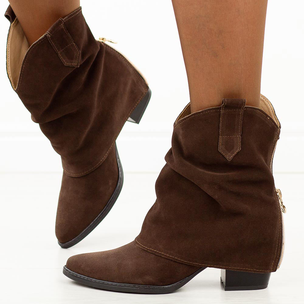 Czekoladowe zimowe Polskie kowbojki damskie Deoni D394