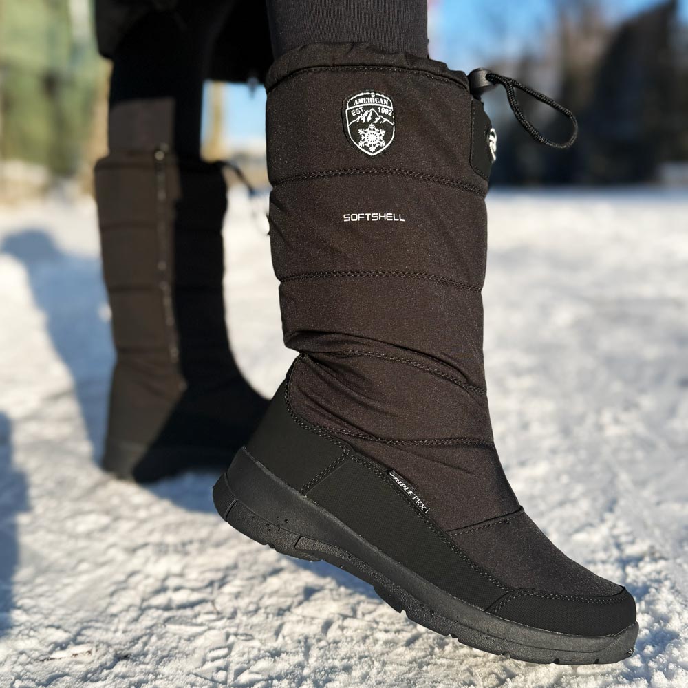 Czarne zimowe śniegowce damskie z membraną American Club Softshell Sn11/24