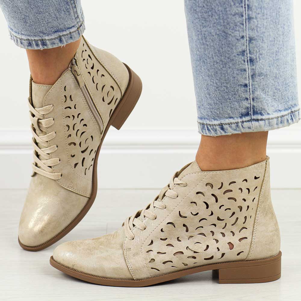 Złote przec. botki damskie M.Daszyński Am65-108