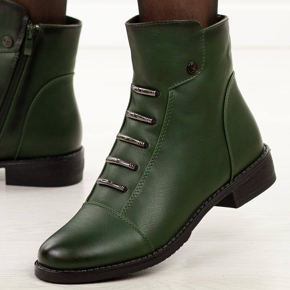 Zielone botki damskie zimowe Jezzi Asa62-16