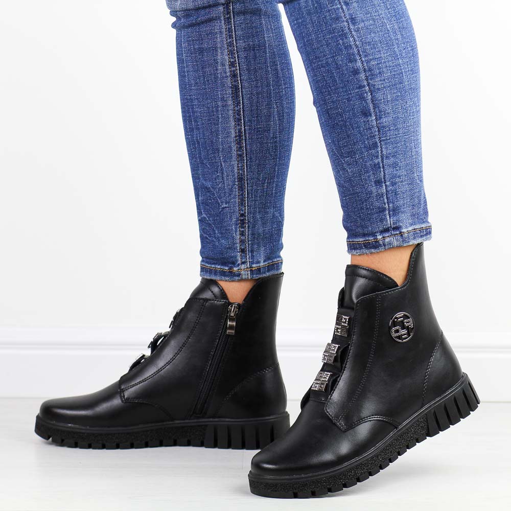 Czarne skórzane botki damskie Filippo dbt6360/25