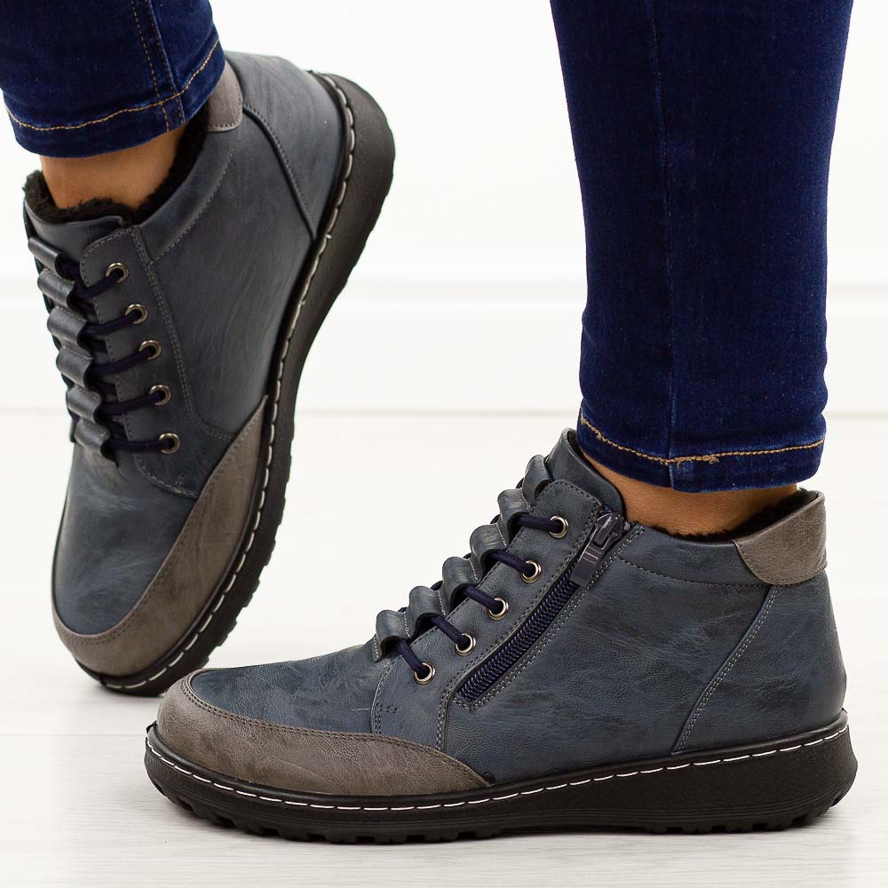 Granatowe botki damskie Potocki 90347