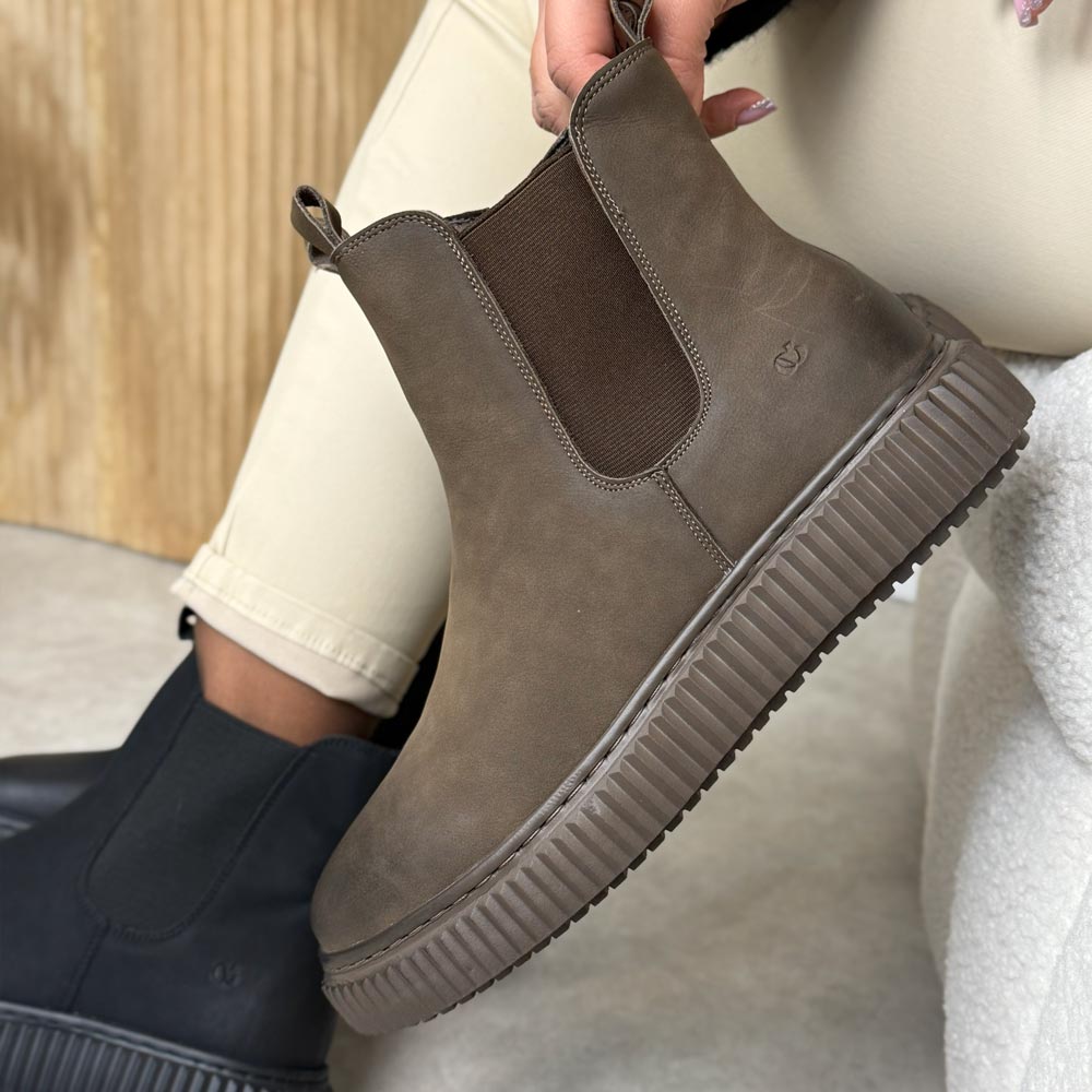 Brązowe skórzane botki damskie Cambell 19340