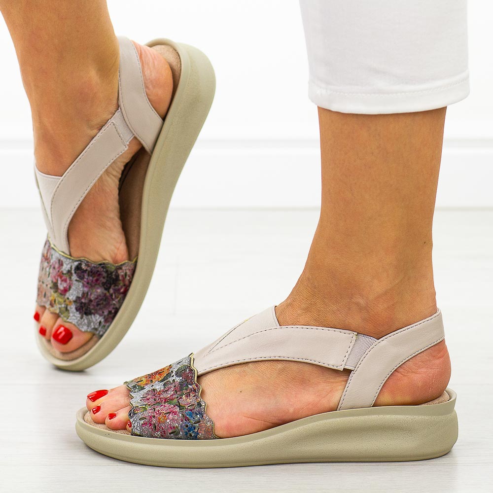 Szare płaskie sandały damskie M.Daszyński 24142-11