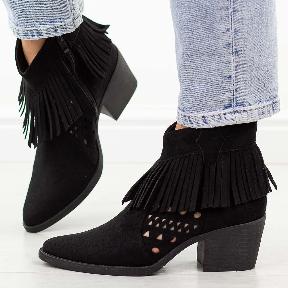 Czarne kowbojki damskie M.Daszyński Sa261-13