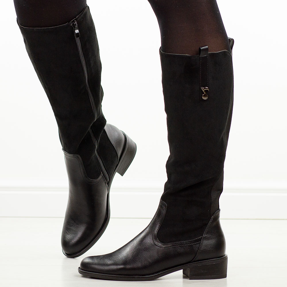 Czarne kozaki damskie M.Daszyński Sa198-22A