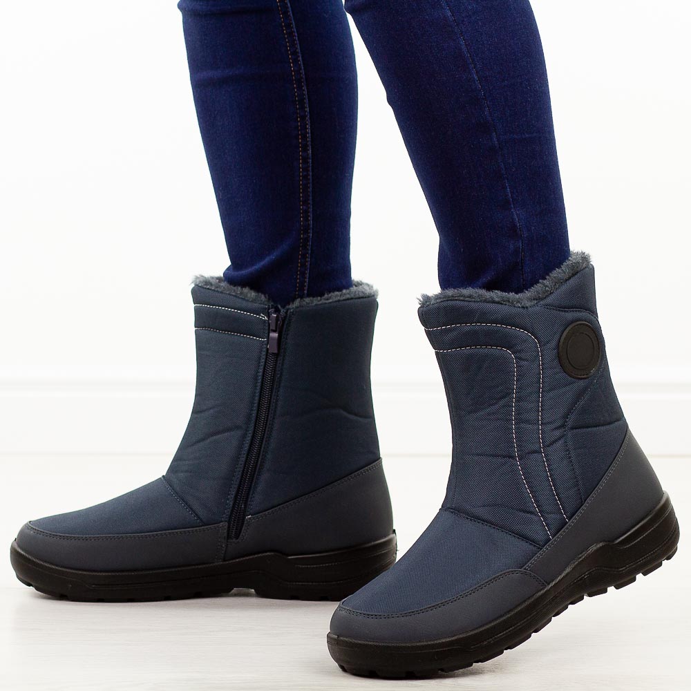 Granatowe zimowe botki damskie Potocki 33310