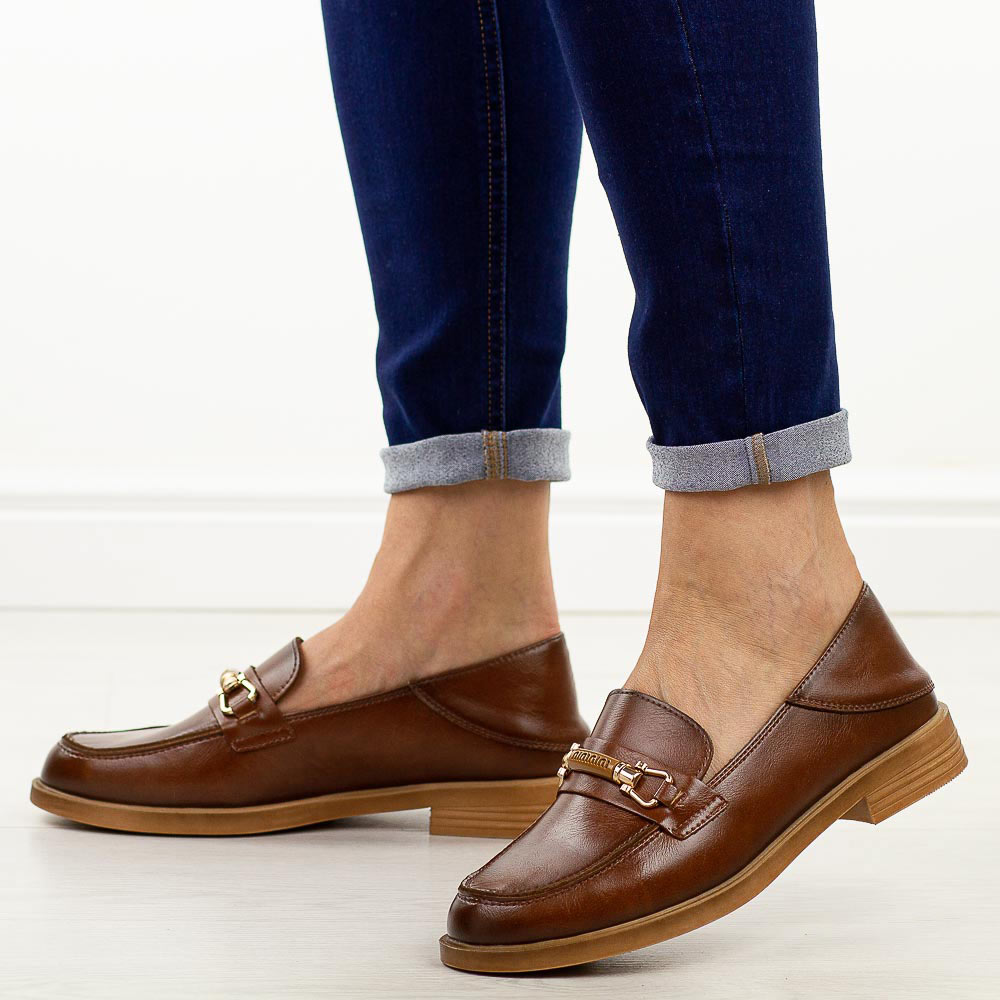 Brązowe skórzane mokasyny damskie Vinceza 18112