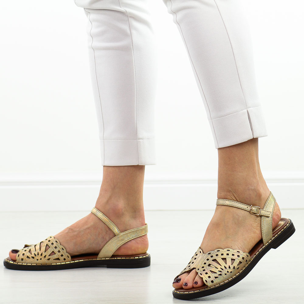 Złote sandały damskie M.Daszyński 2266-16