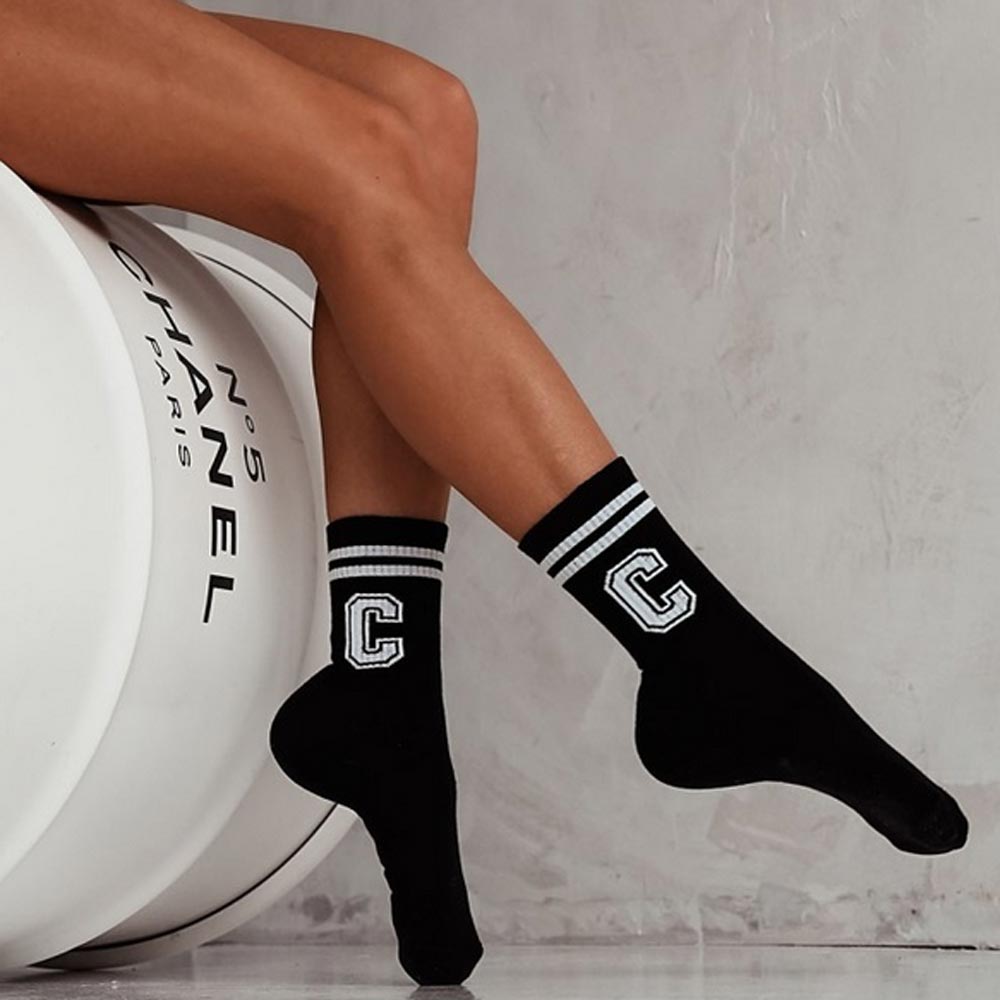 Skarpetki damskie - litera C 733 bk/wh