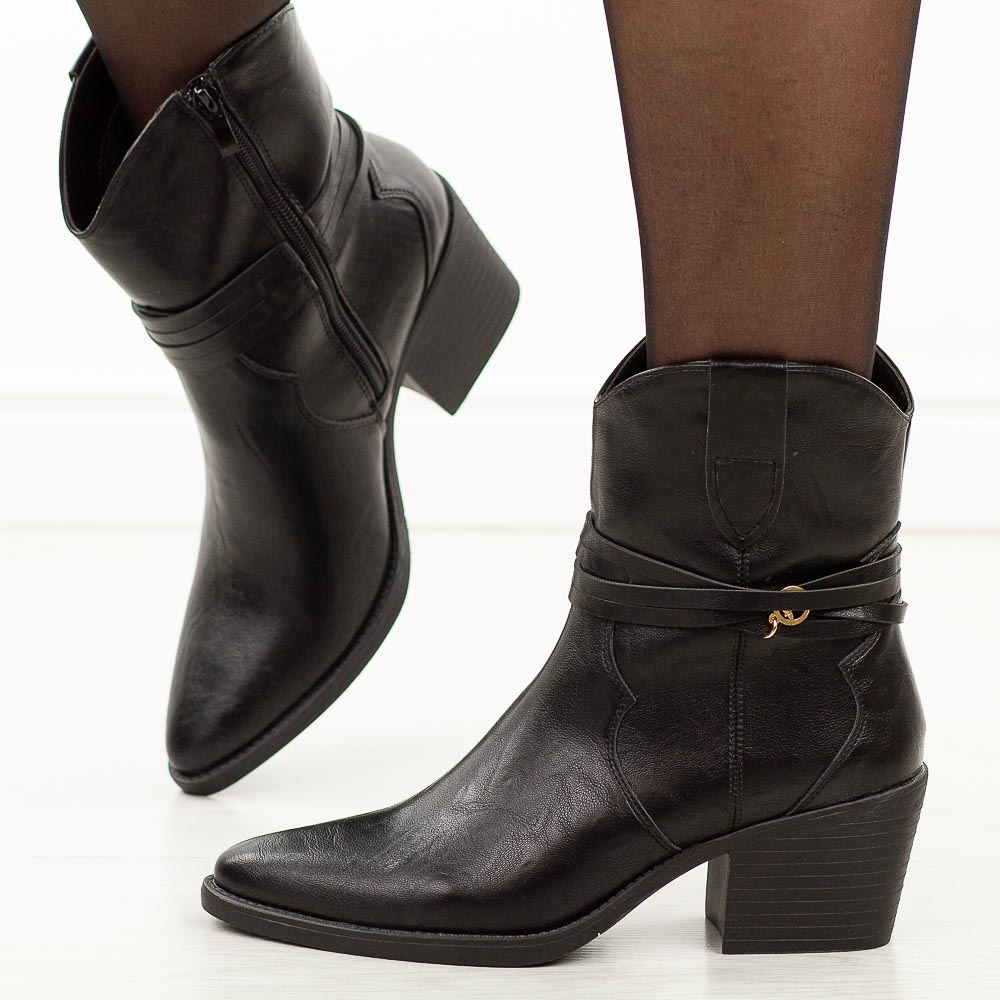 Czarne kowbojki damskie M.Daszyński Sa261-11