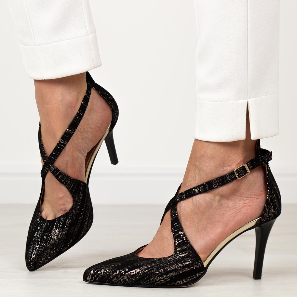 Czarne czółenka damskie na szpilce Prestige Skóra S13 2281