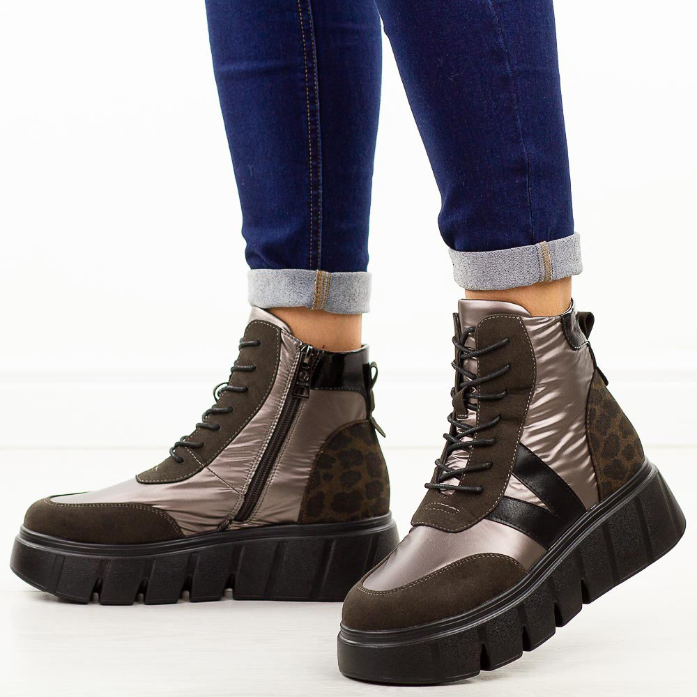 Brązowe botki damskie na platformie Vinceza 58562