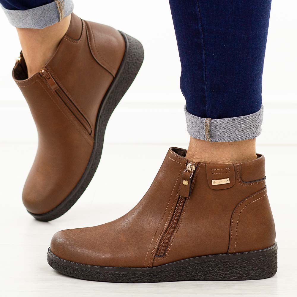 Brązowe skórzane botki damskie Sergio Leone Bt25348S