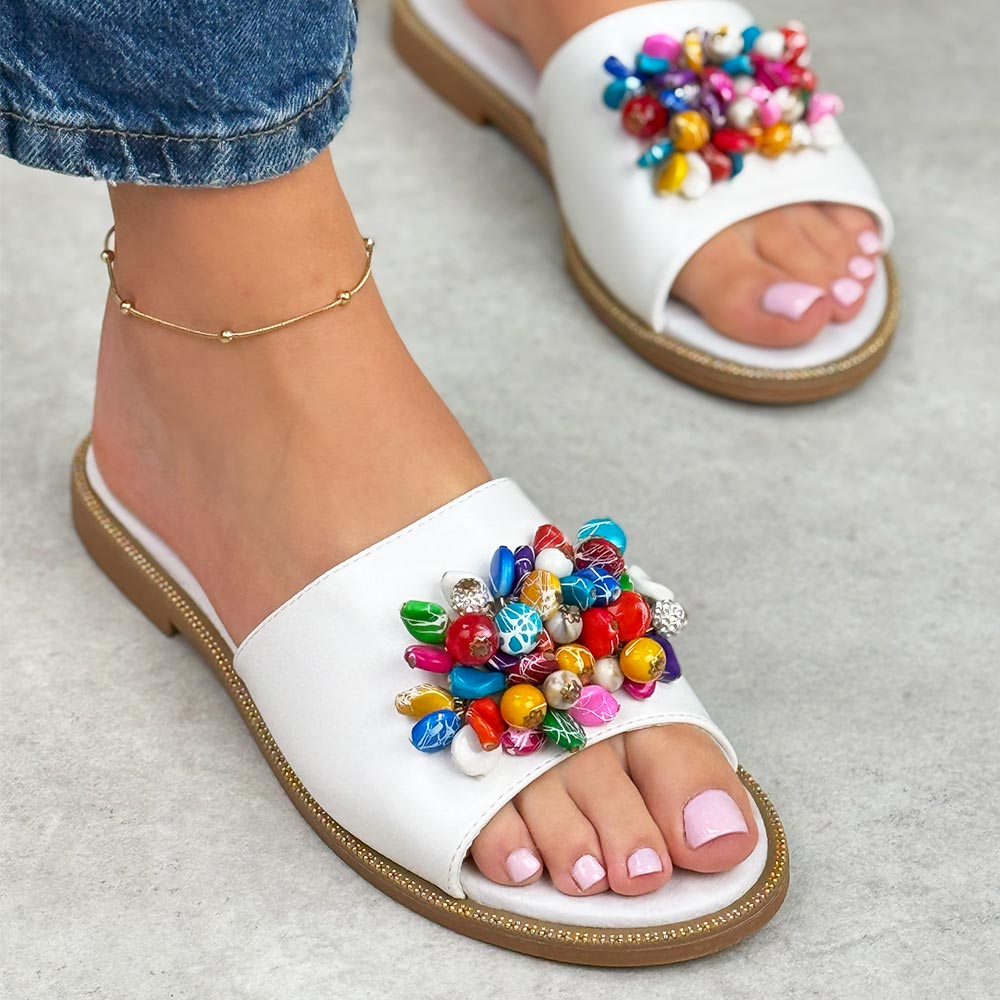 Białe płaskie klapki damskie Filippo Dk6233/25