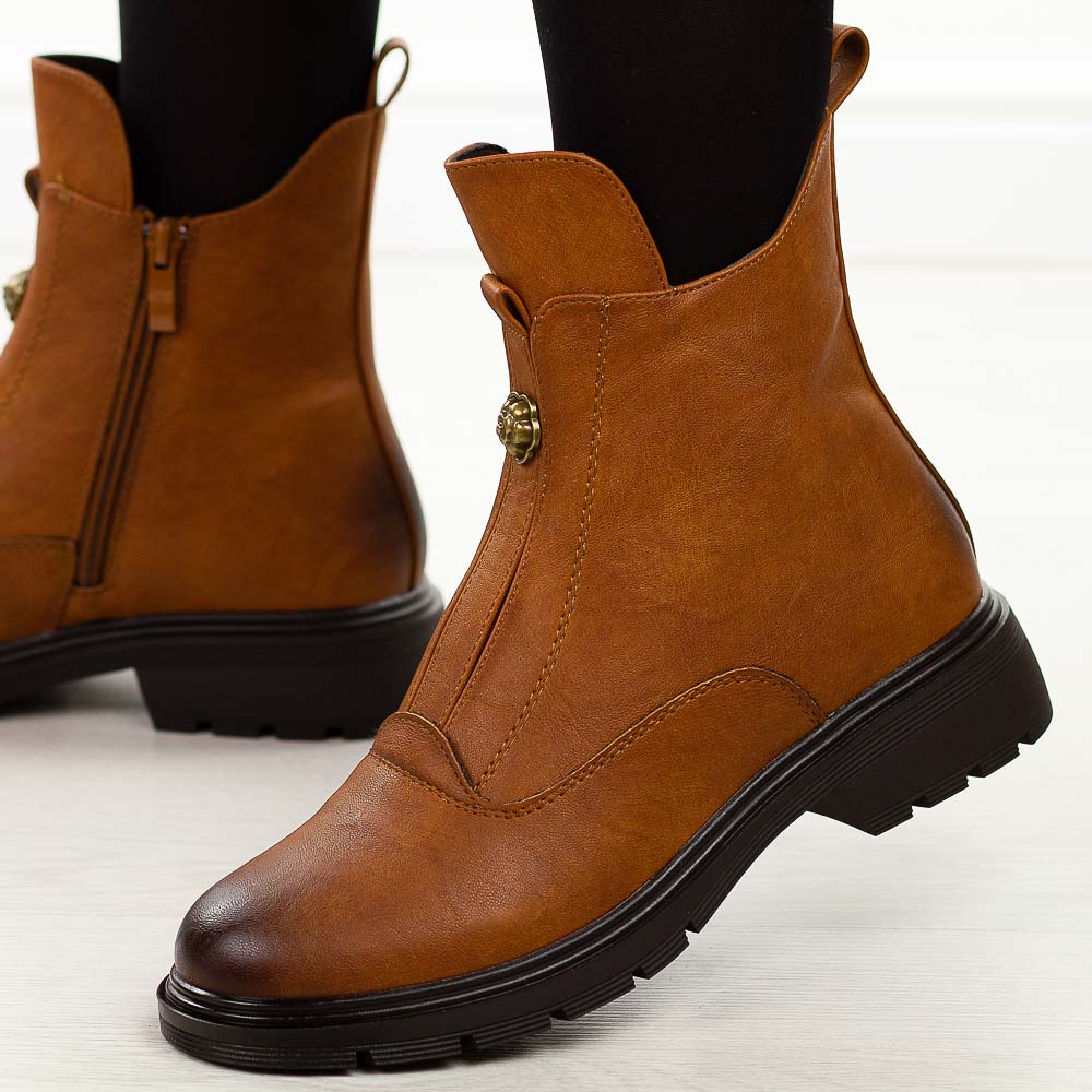 Camelowe botki damskie M.Daszyński 2501-6