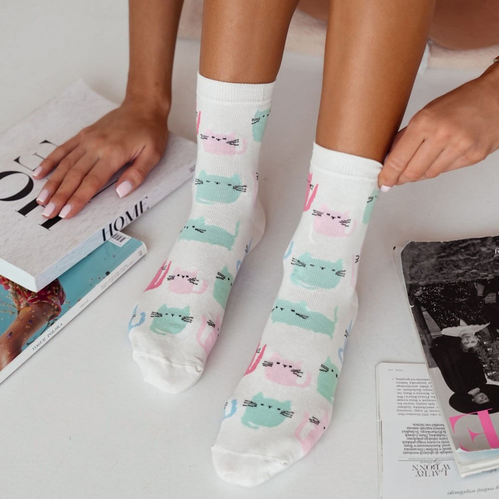 Skarpetki damskie kolorowe koty 1174 ec