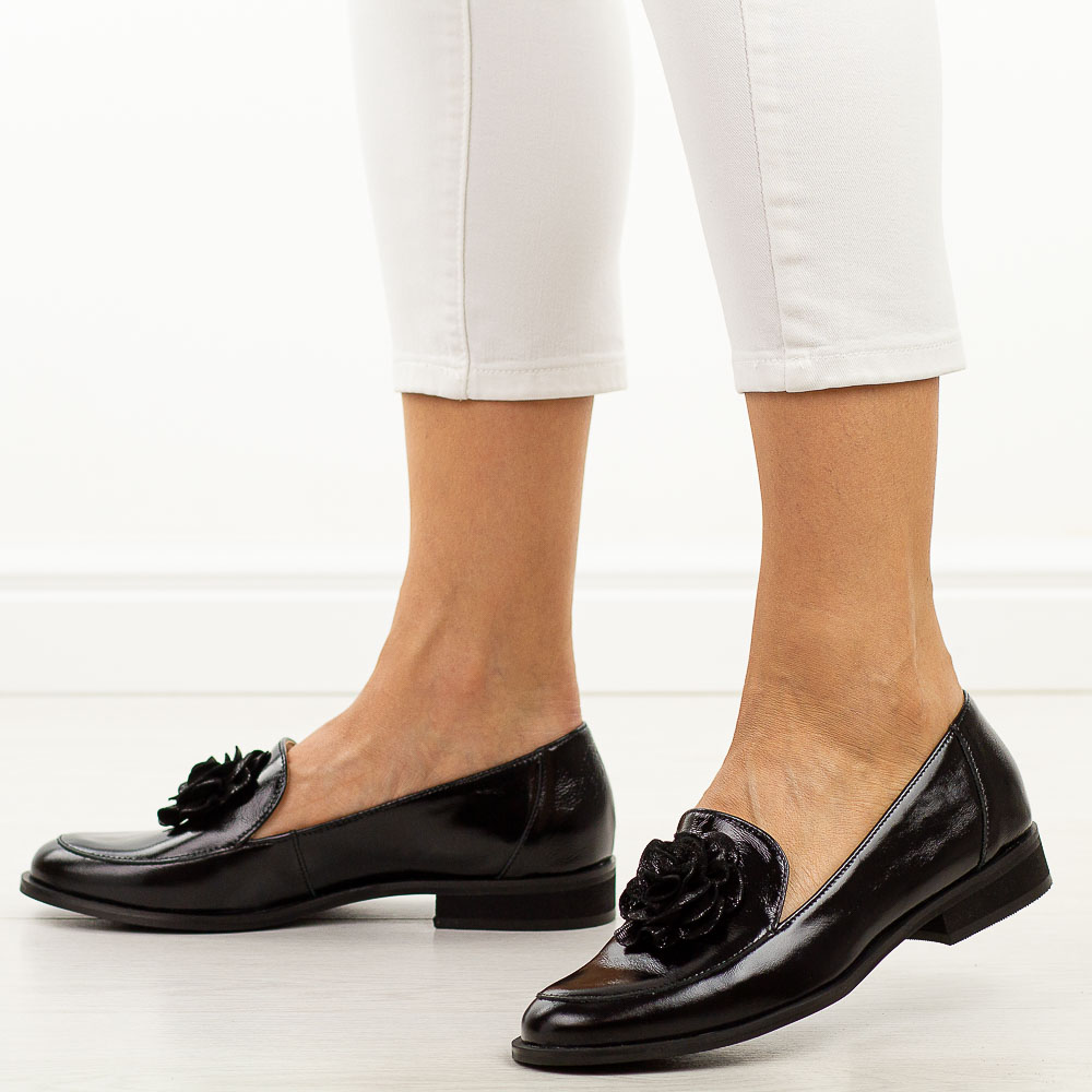 Czarne nap skórzane Polskie mokasyny damskie Deoni D110