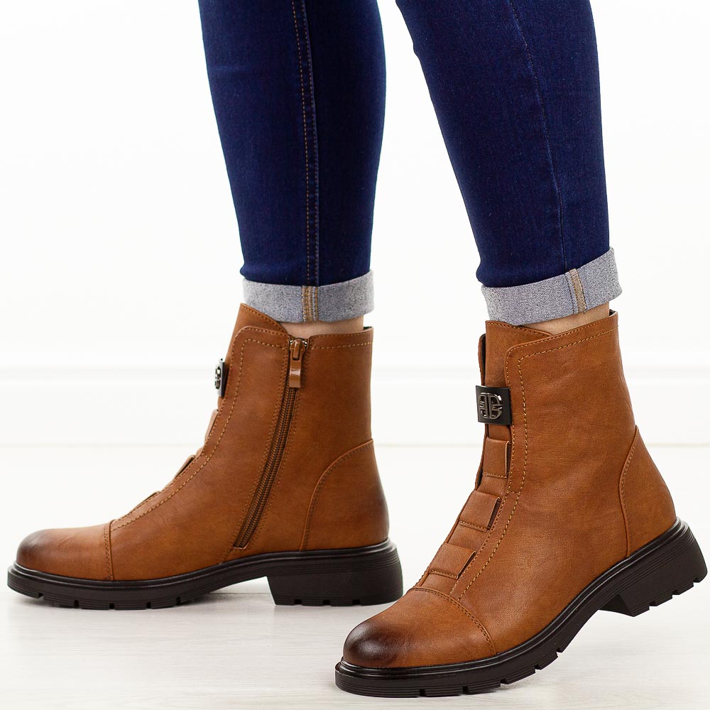 Camelowe botki damskie M.Daszyński 2501-9