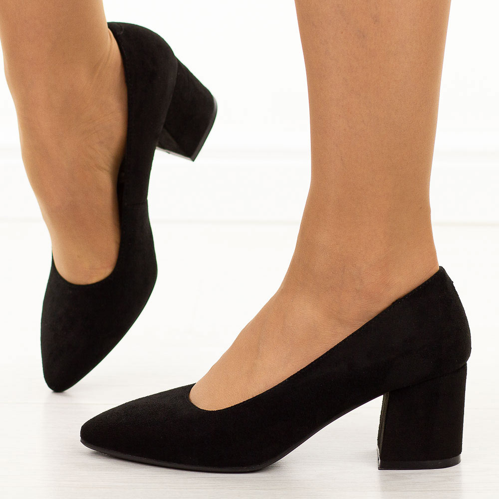 Czarne zamszowe czółenka damskie Sergio Leone Pb411 Mic