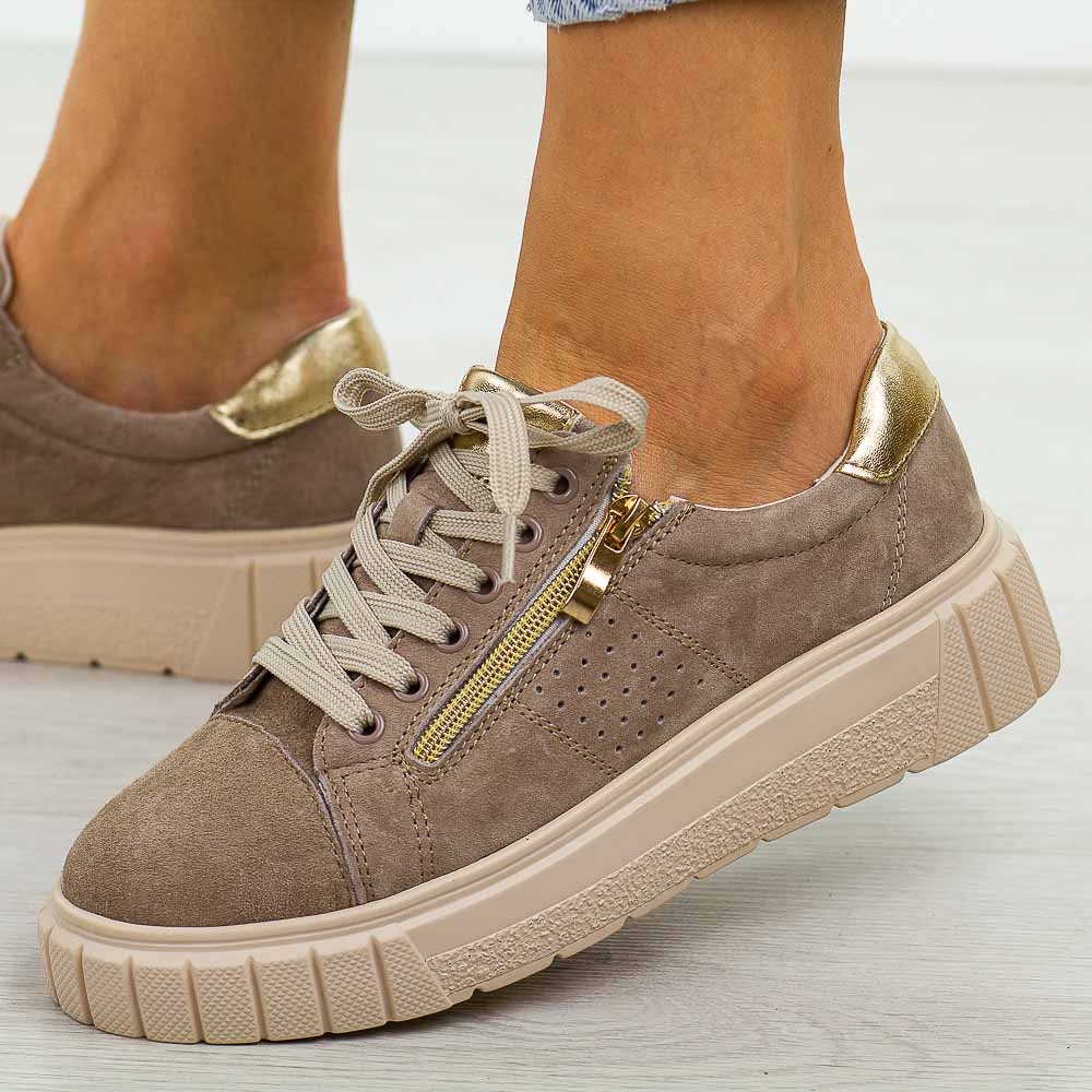 Beżowe skórzane półbuty damskie Cambell 40310