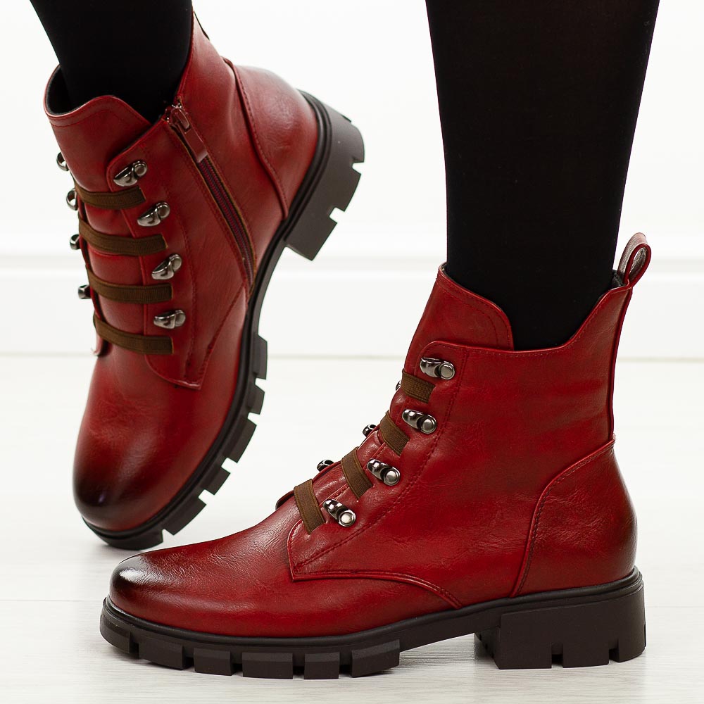 Czerwone trapery damskie M.Daszyński 23123-10