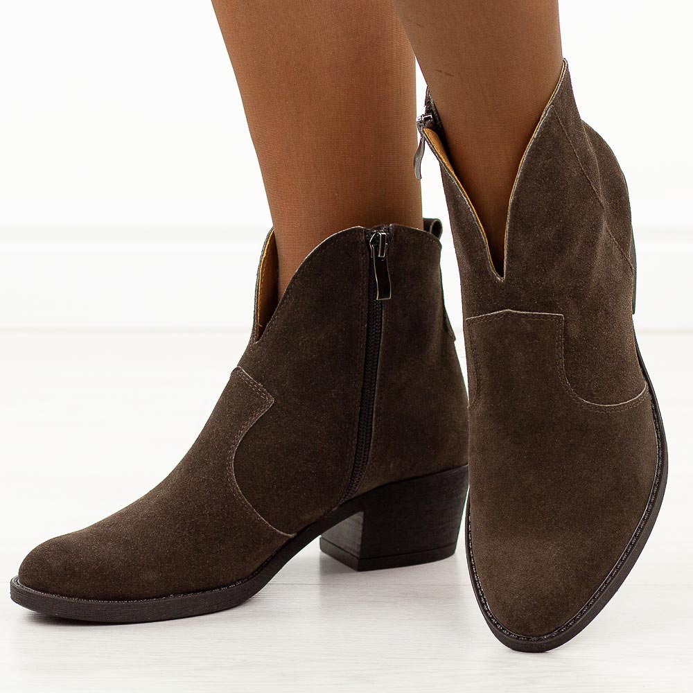 Czekoladowe jesienne Polskie kowbojki damskie Deoni D393