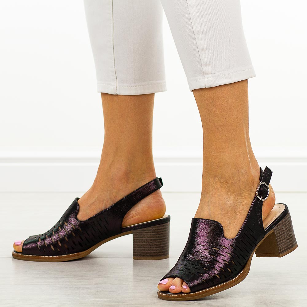 Czarne sandały damskie na obcasie Sergio Leone sk836