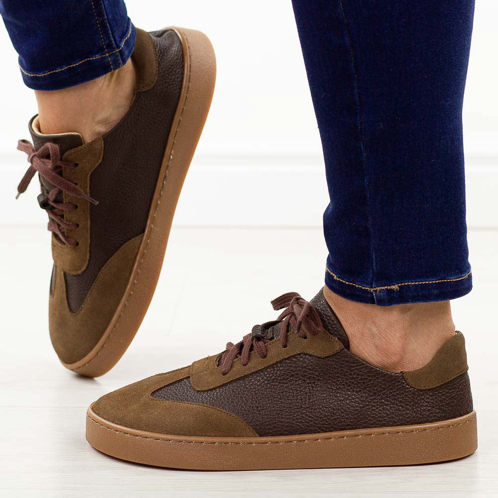 Brązowe skórzane Polskie półbuty damskie barefoot Deoni Bf01