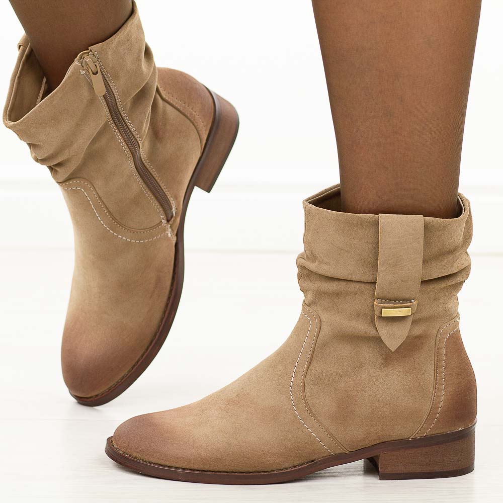 Khaki zamszowe botki damskie Jezzi 9180