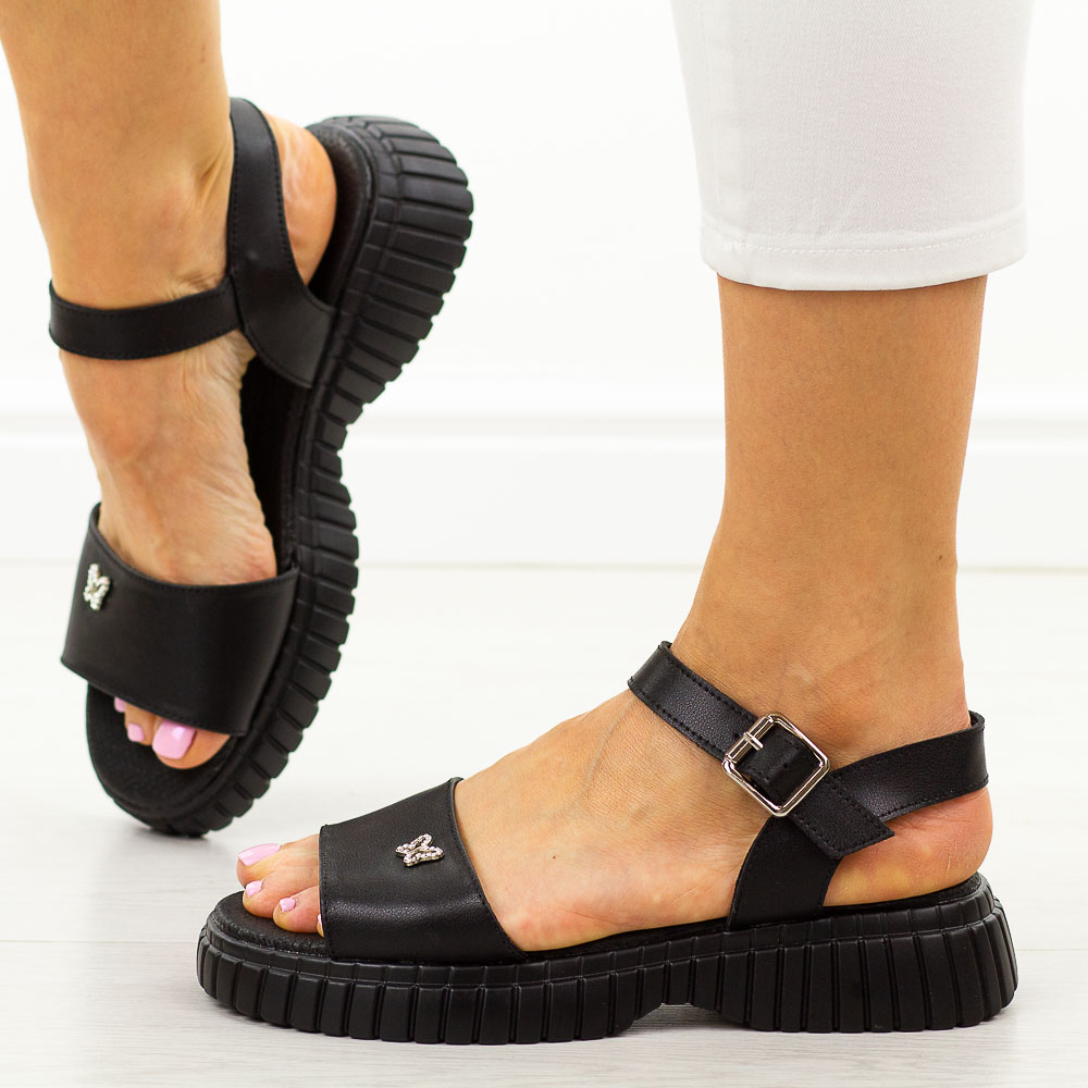 Czarne skórzane sandały damskie Filippo Ds6811/25