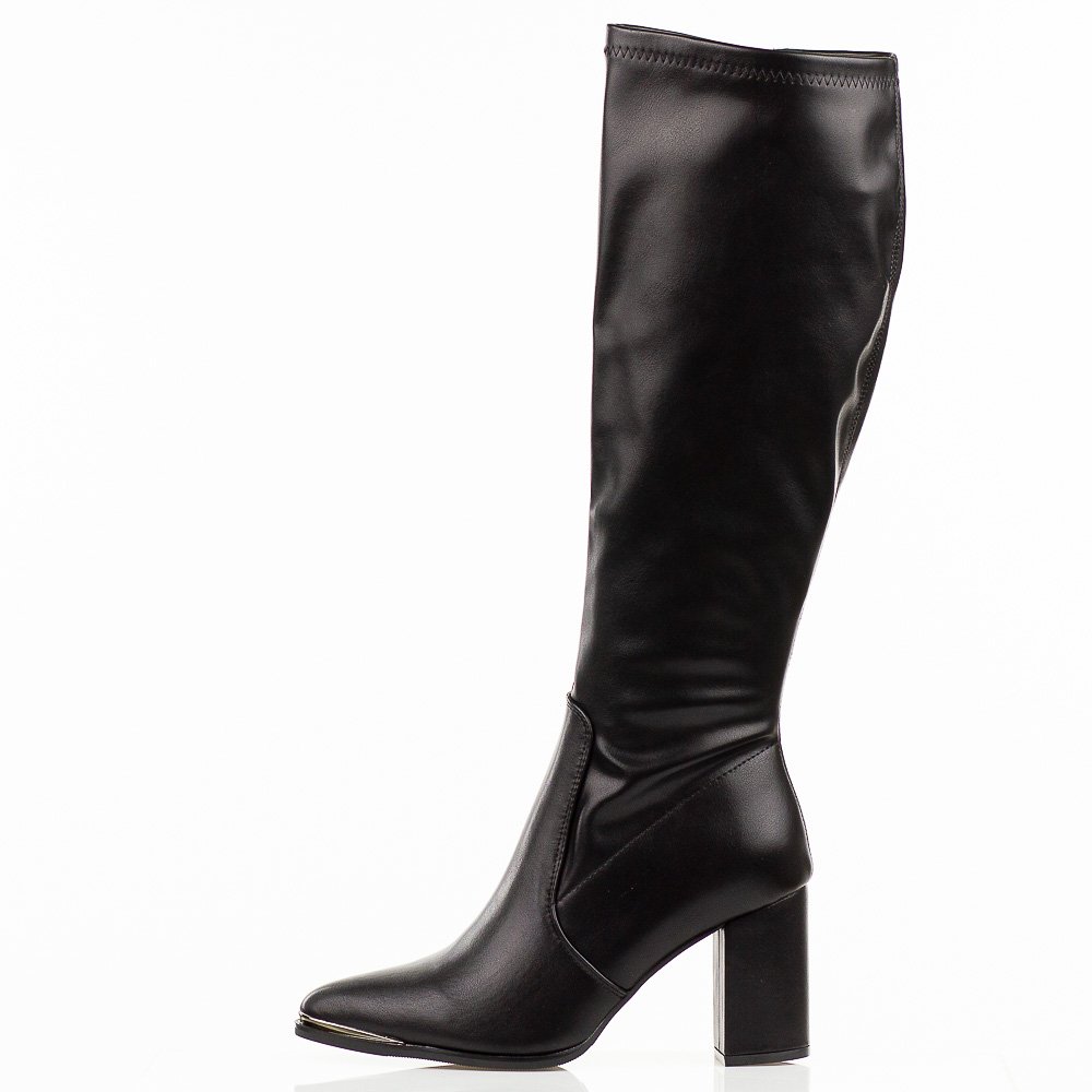 Czarne kozaki damskie na słupku S.Barski 921