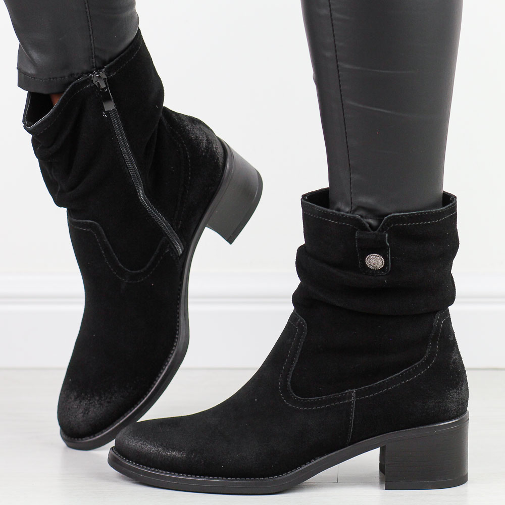 Czarne skórzane botki damskie Sergio Leone Bt354-S