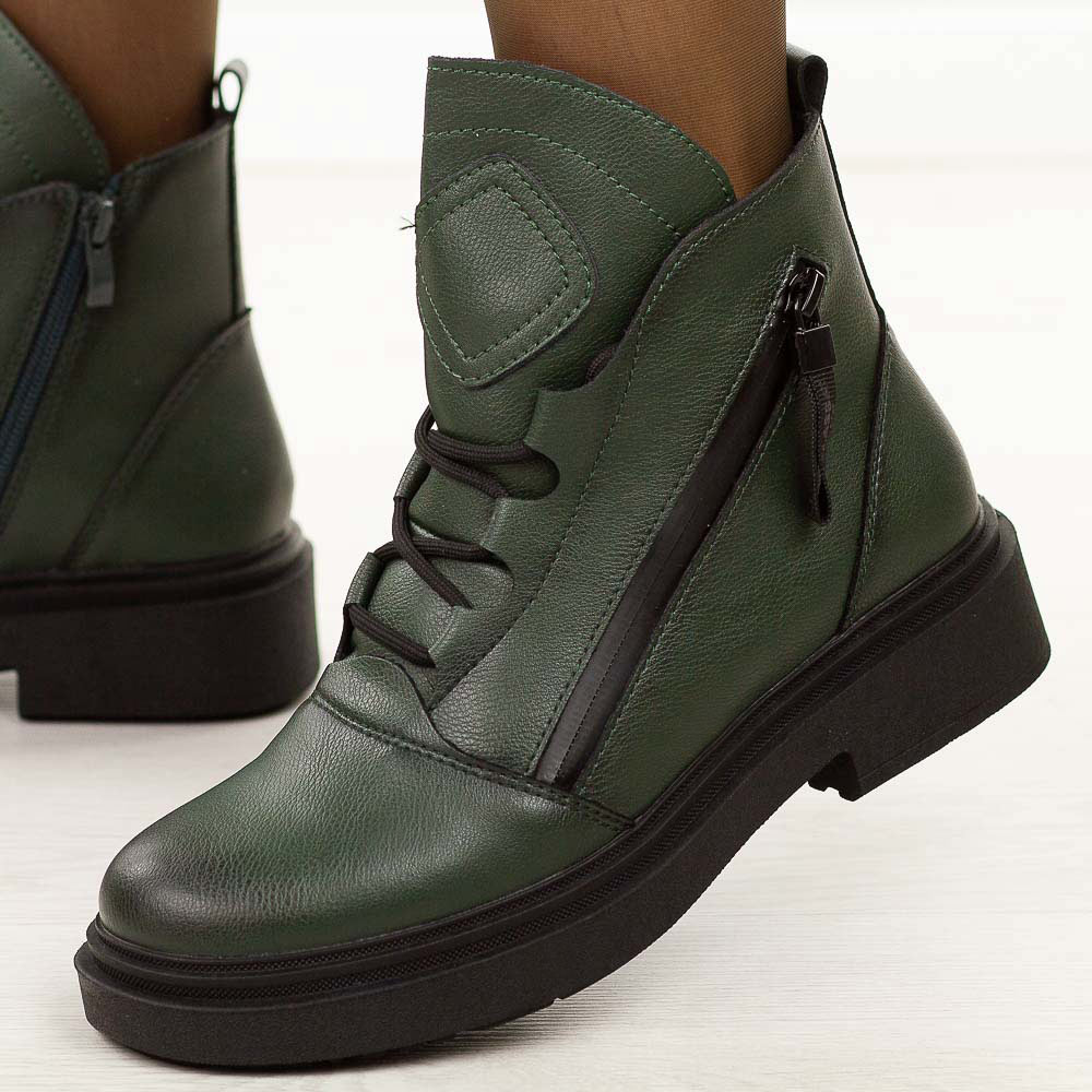 Zielone skórzane botki damskie Sergio Leone Bt25200S