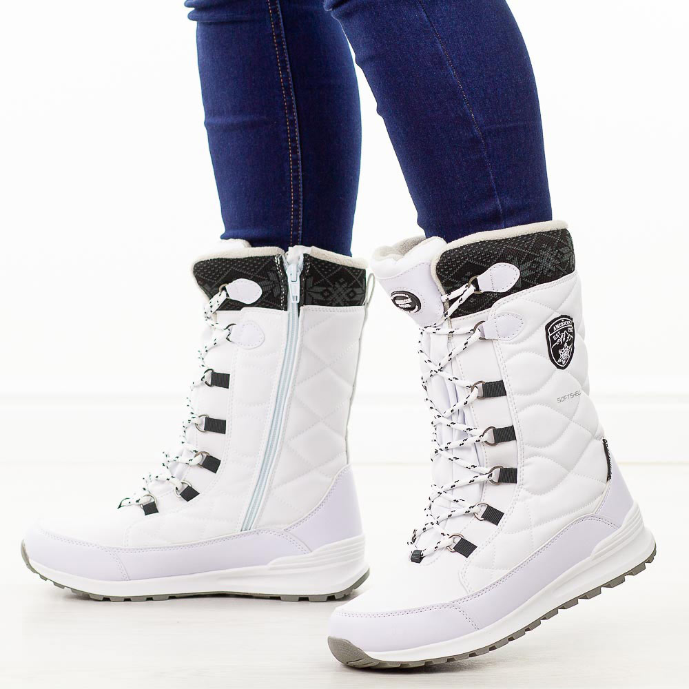 Białe zimowe śniegowce damskie z membraną American Club Softshell Sn88/25